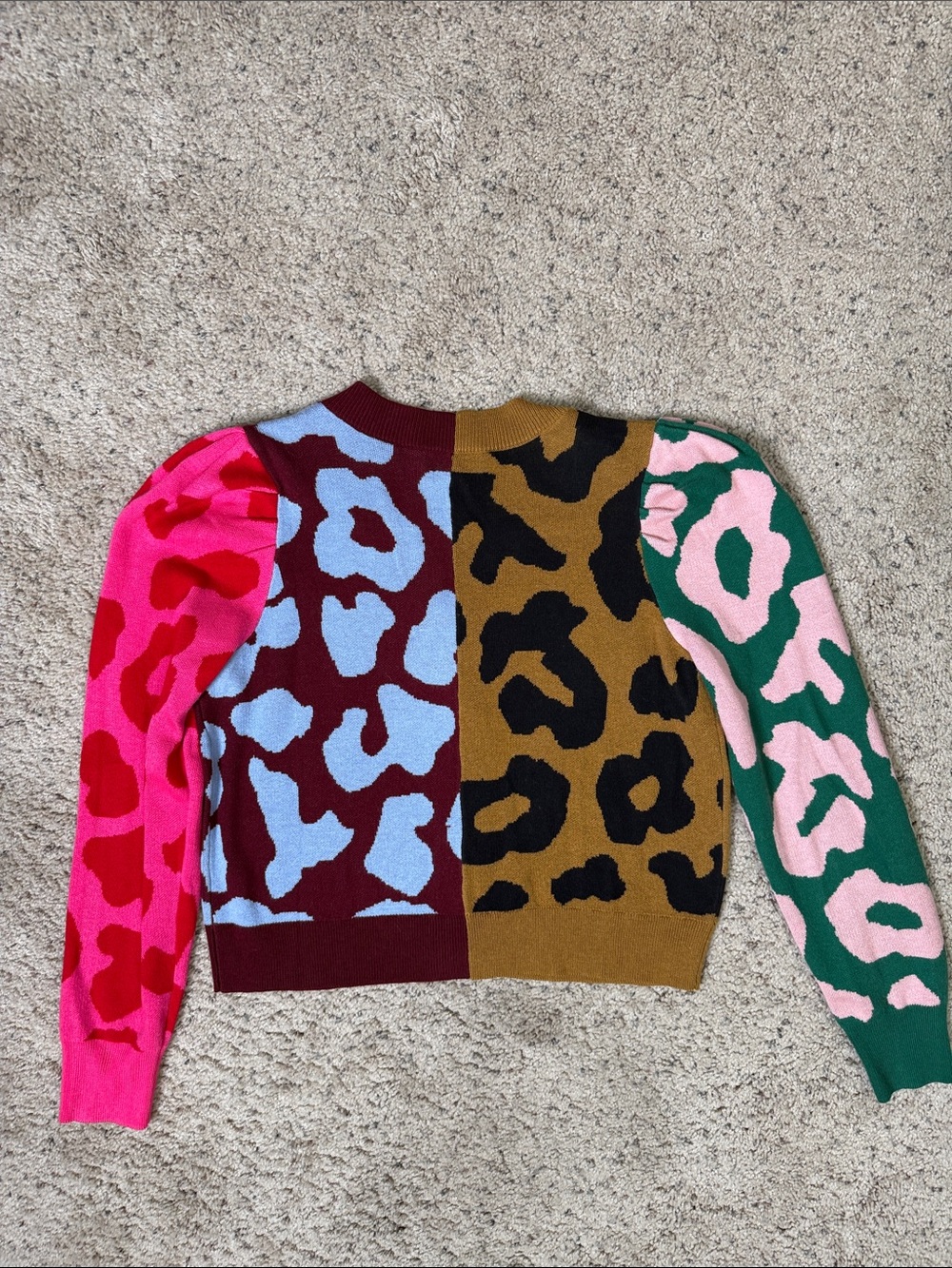 Crosby Multi-Color Leopard Patchwork Cardigan Sweater S - Picture 4 of 4
